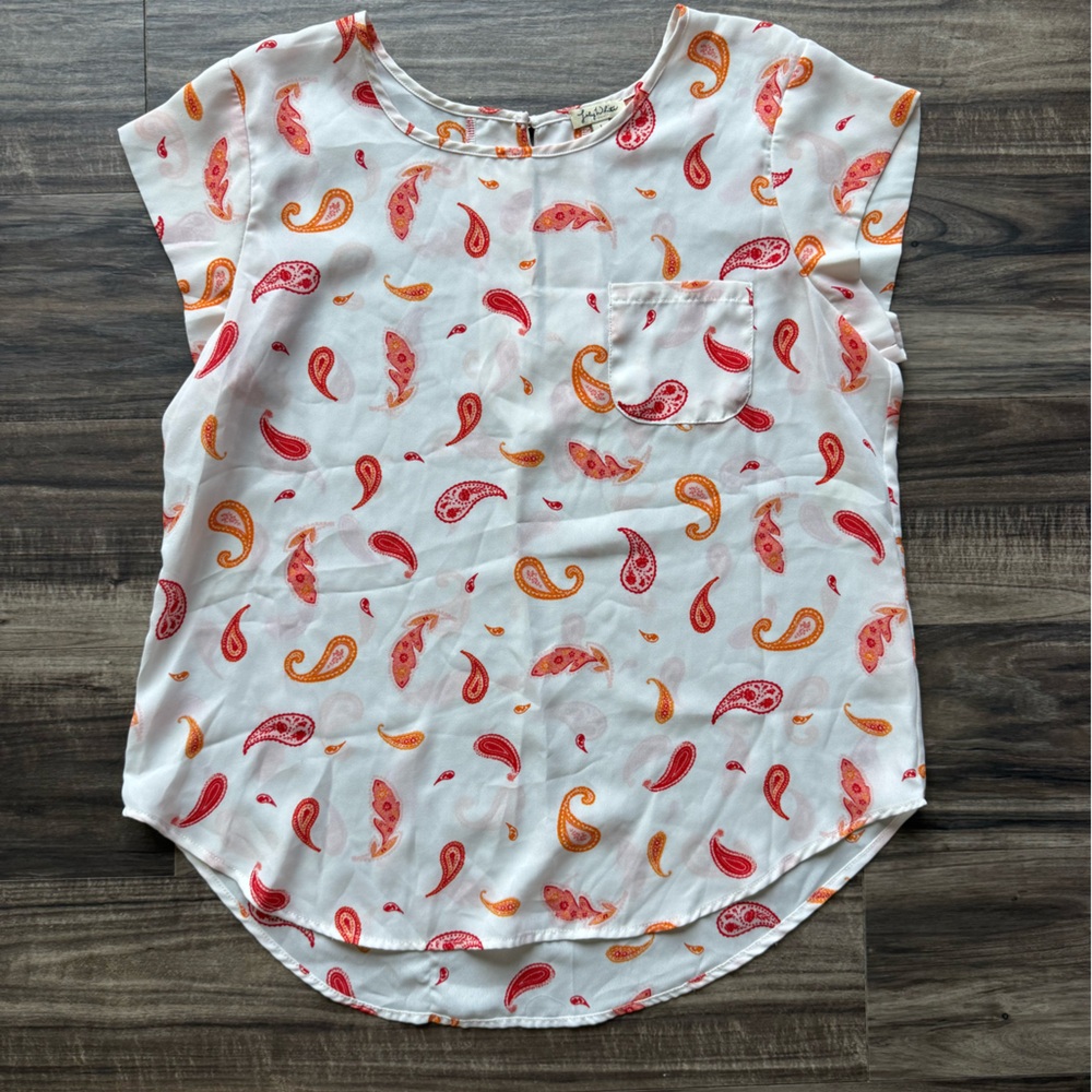 Lilly White and Orange Paisley Blouse